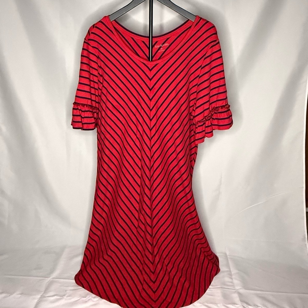 Kim Rogers ❤️💙 Red & Navy V-Striped Midi Dress 2XL